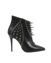 Pinko black leather studded ankle